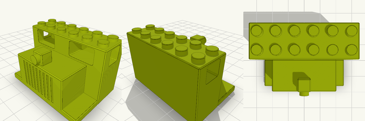Lego 6-Stud Railcar Cab studs on top