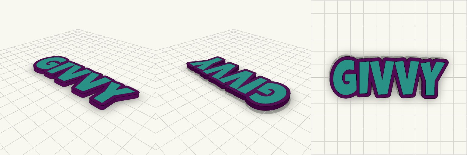 Givvy Display Logo — 3D model generated and downloaded as STL from Printytron