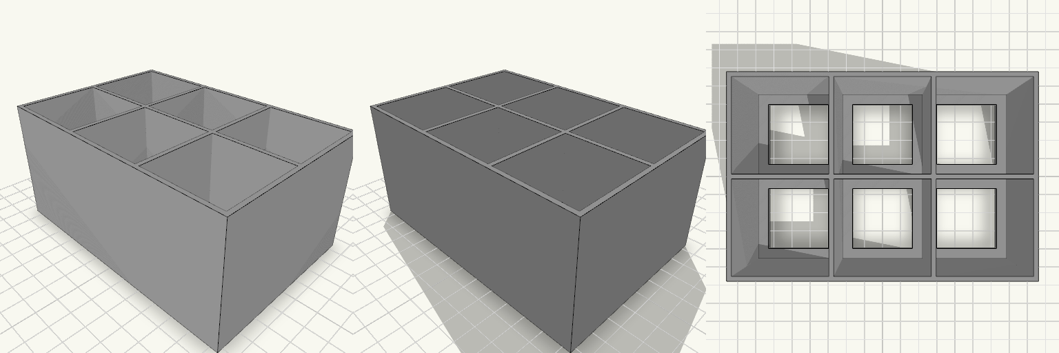 3×2 Fächergitter 40×40 mm, 60 mm hoch