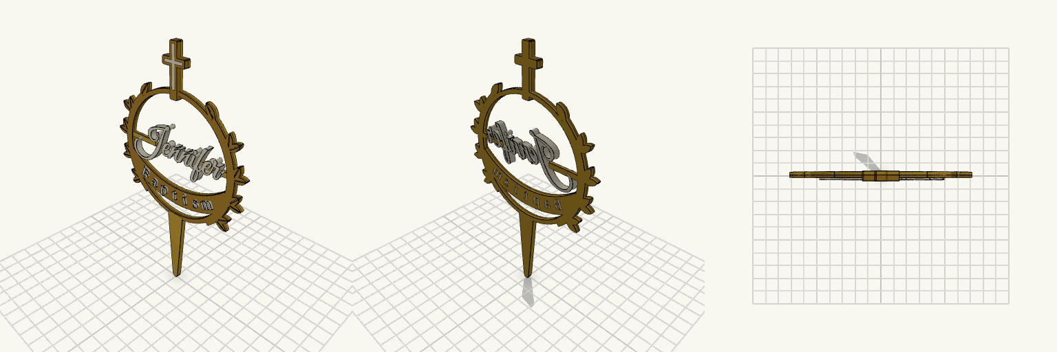 Jennifer — Two-Colour Baptism Cake Topper