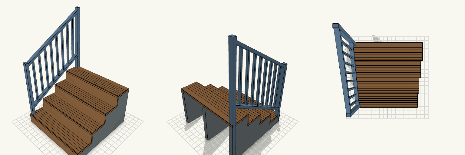 Veranda Steps with Picket Handrail