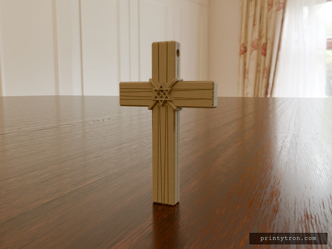 Crucifixion Cross Pendant, X-Wrapped Rope Binding