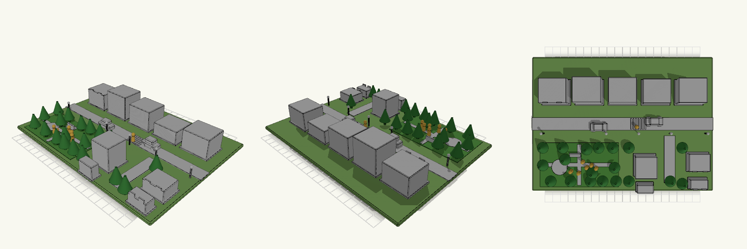 Small City Model with Park and Trees