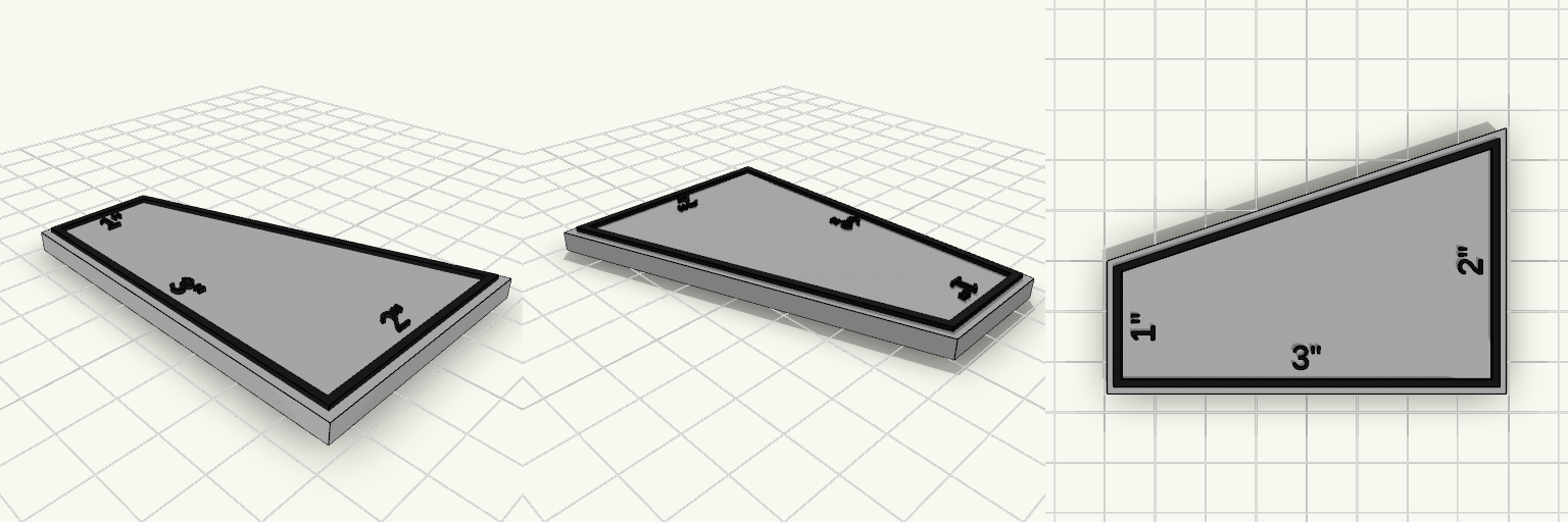 Rectangular Trapezoid Ruler, White and Black