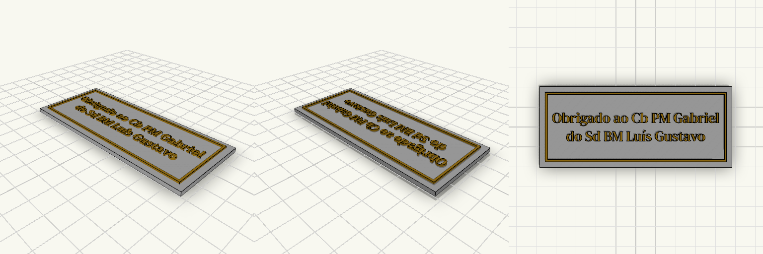 Placa Retangular com Borda Dourada e Texto