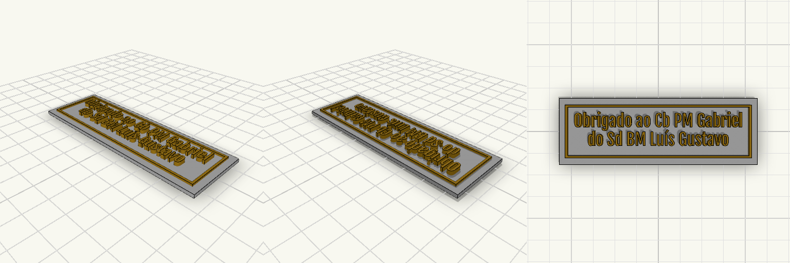Placa Retangular com Borda Dourada e Texto
