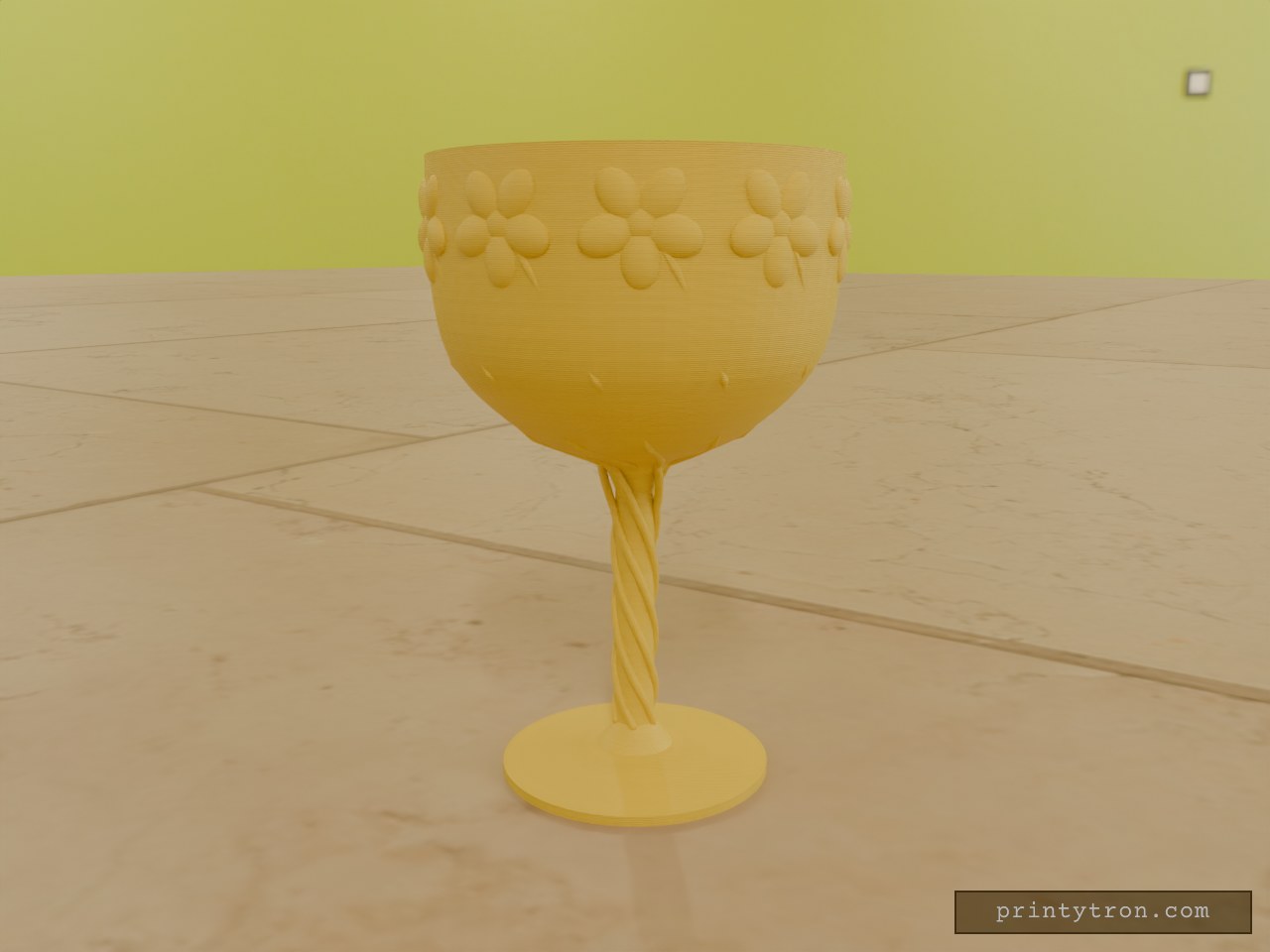Stemmed Goblet With Flowers and Vines, 125 mm