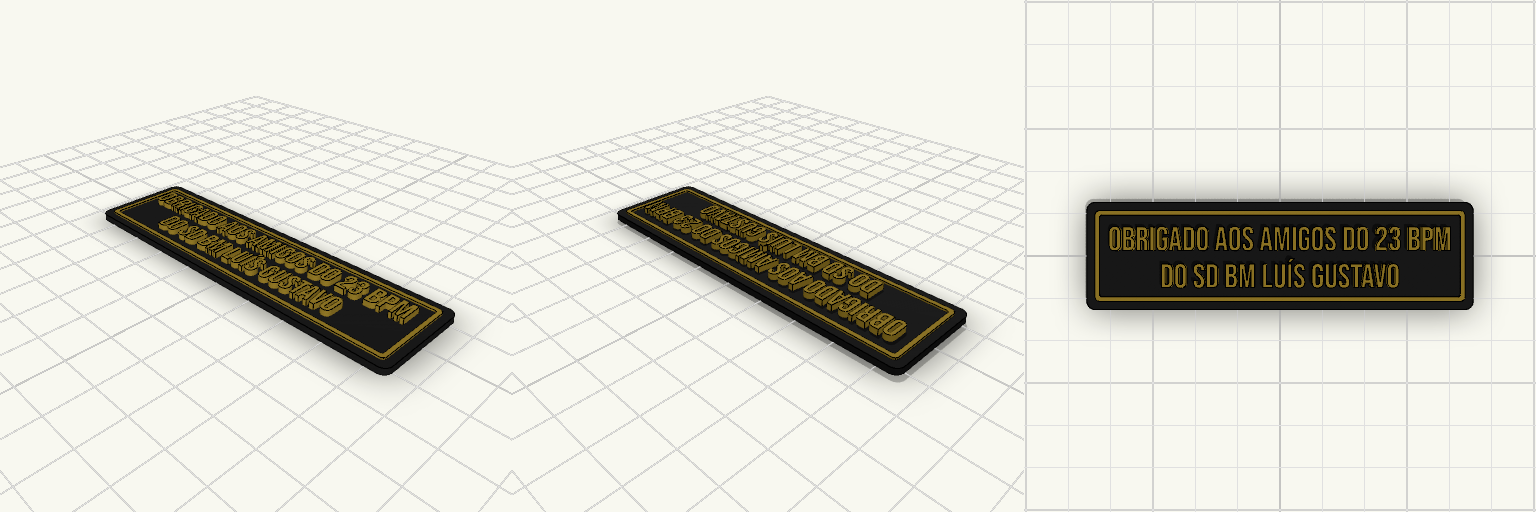 Placa 90x25 mm Preta, Letras Douradas